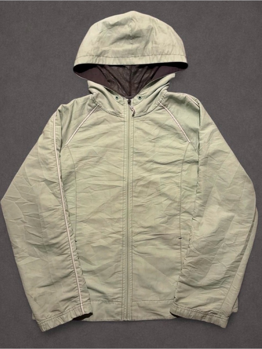 Vintage NYL Sage Green Windbreaker Zip Up Hoodie Large